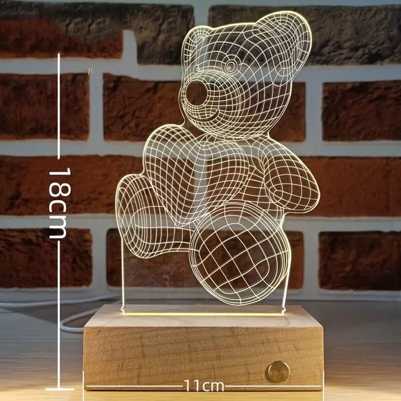 3D Bear Night Lamp, Fancy Lighting Led Room Light, Cute Acrylic Led Lamp for Home, Cute Acrylic Desktop Table Lamp, Kids Decor Night Light