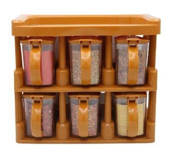 Master Chef Spice Rack, 2 Tier Kitchen Spice Jar, 6 Jars