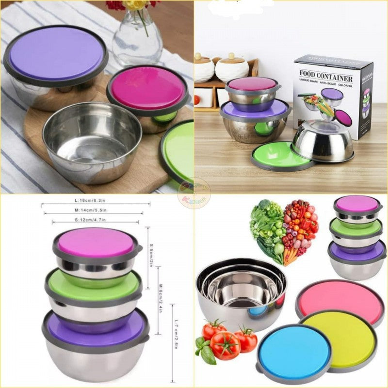 3 pcs steel bowl set
