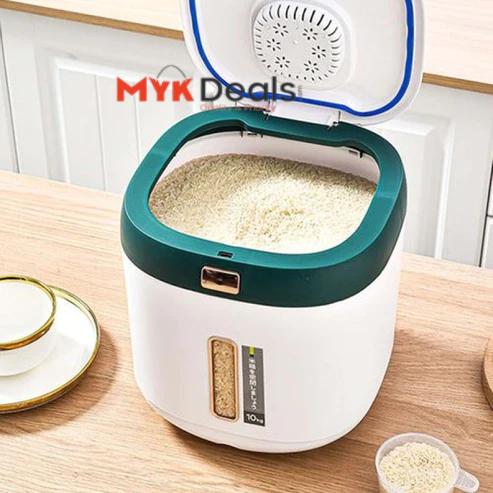 Airtight Rice/Cereal Dispenser Bucket Built In Spice Box