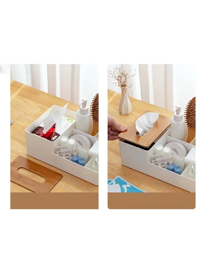 Wooden Tissue Box And Multipurpose Holder
