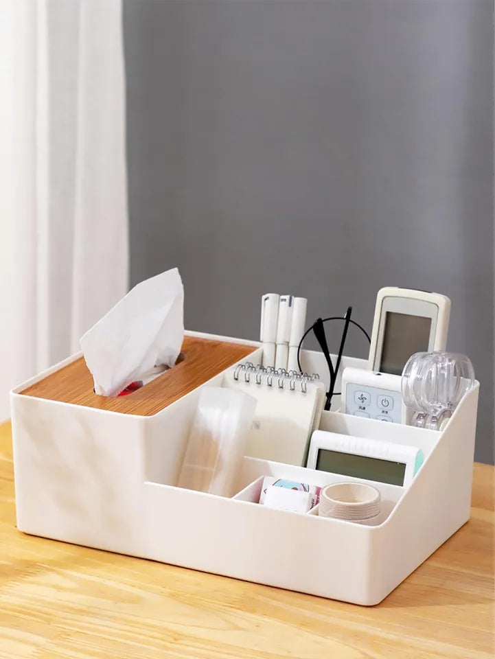 Wooden Tissue Box And Multipurpose Holder