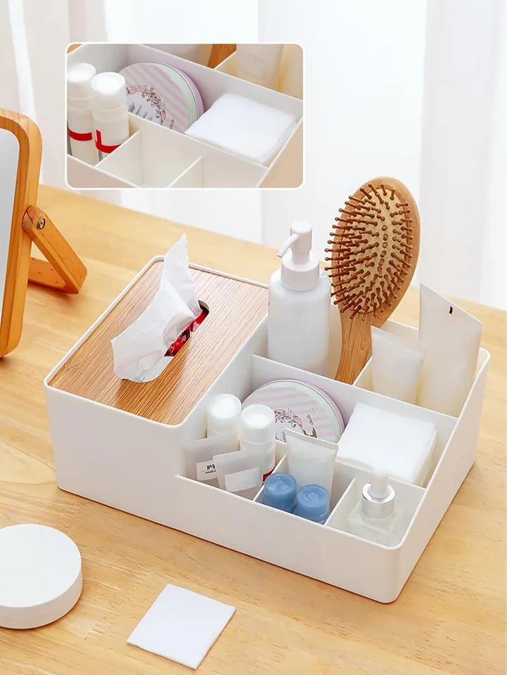 Wooden Tissue Box And Multipurpose Holder