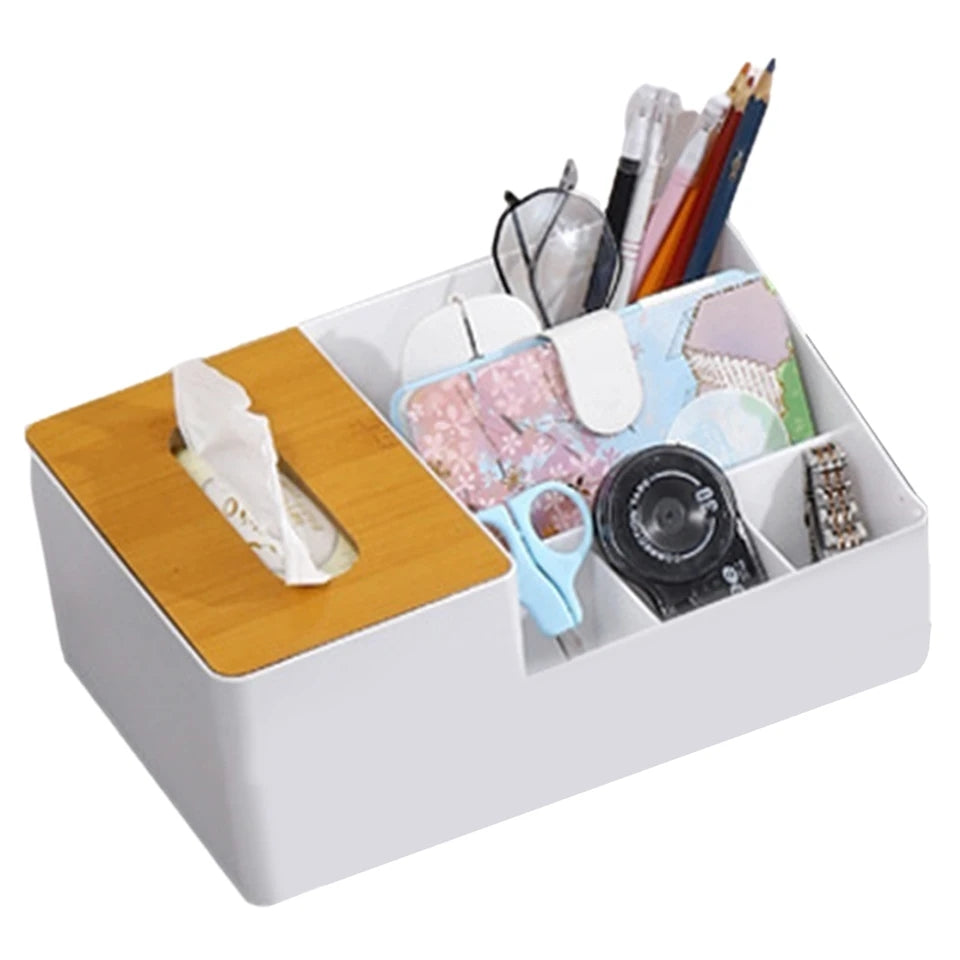 Wooden Tissue Box And Multipurpose Holder