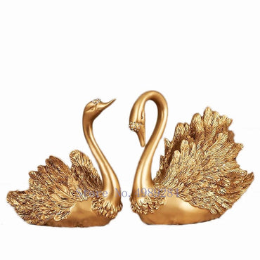 Nordic Creative Resin Gold swan Couple Crafts ornaments