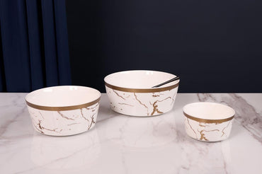 White and Gold set of 7 Bowls