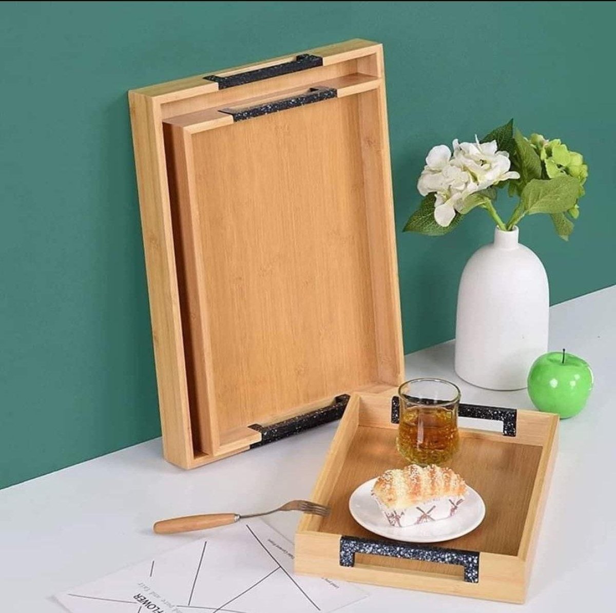 3 Piece Multipurpose Bamboo Tray Set