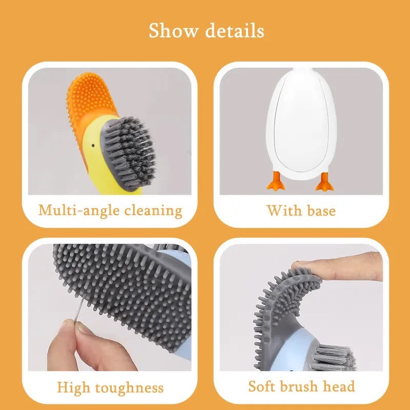 Diving Duck Toilet Brush, Wall Mounted Silicone Toilet Brush, Floor Standing Long Handle Bathroom Cleaning Brush, Dead Corner Toilet Brush, Household Wash Toilet Cleaning Accessories
