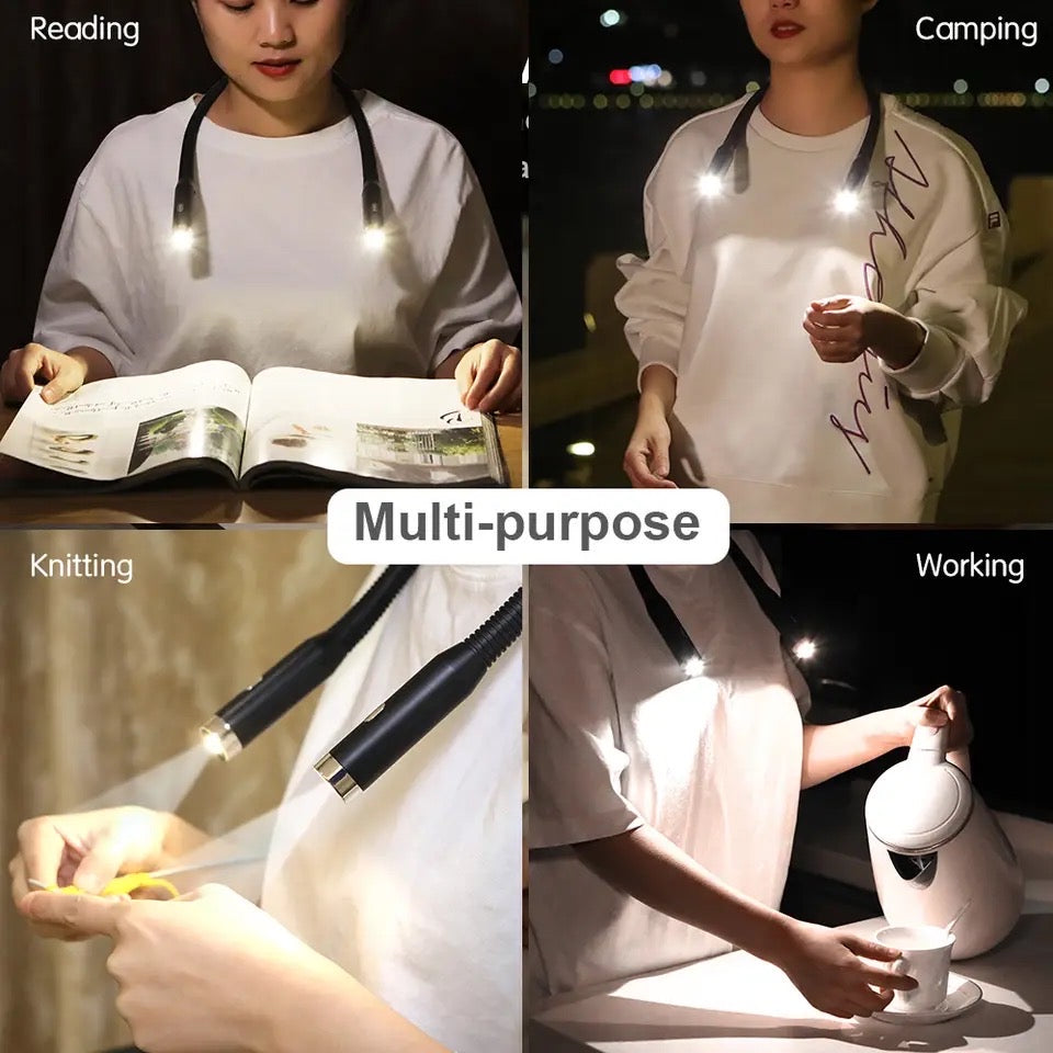 Neck Reading Light, Dual Flash Neck Lamp, Rechargeable Neck Light, 3 Modes Hug Reading Lamp, Portable Book Lamp, Novelty Flashlight, Book Lamp Night Light, Neck Led Light