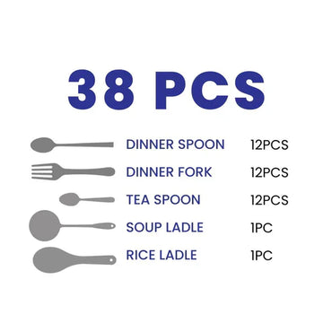 Arshia Gold and Silver Stainless Steel Cutlery Sets 38pcs TM762GS
