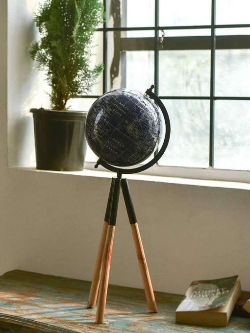 Tall World Wooden Tripod Globe