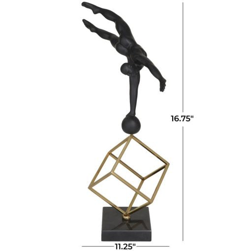 Studio 350 Black Marble Modern Gymnast Sculpture