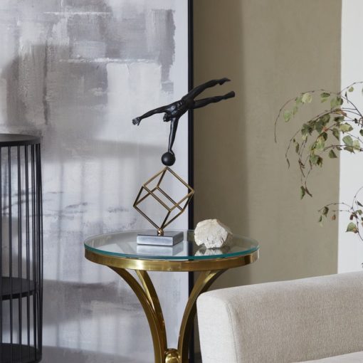 Studio 350 Black Marble Modern Gymnast Sculpture