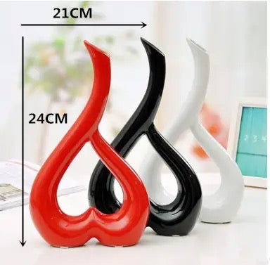 3D Heart Shape Flower Vase, Table Decor Flower Receptacle Ornament, Modern Minimalist Ceramic Vase, Office Desktop Living Room Interior Decoration, Floral Flower Arrangement Statues, Home Decoration Furnishing Pottery