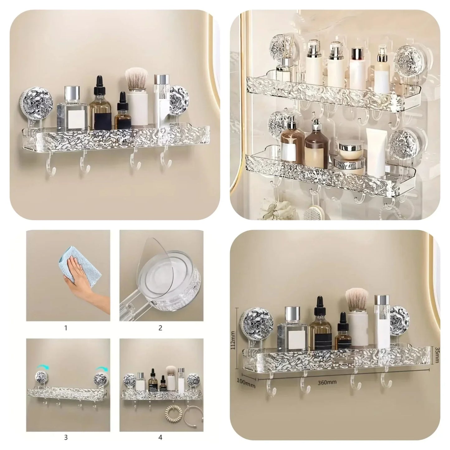 1 Pcs Bathroom Quadrate Shelf