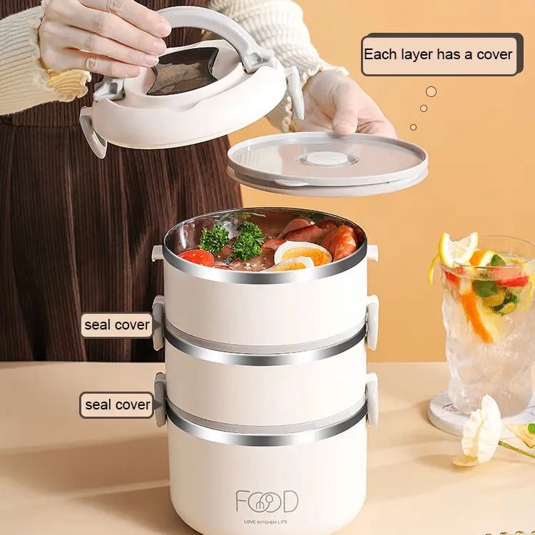 Warm Lunch Box With Bag, Multilayer Stainless Steel.