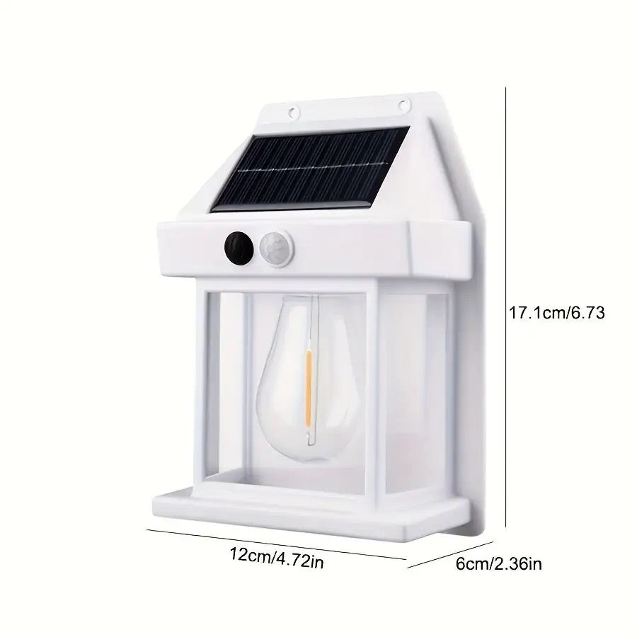 Solar Tungsten Filament Lamp, Waterproof Intelligent Induction Lantern, Wireless Dusk to Dawn Porch Light, Outdoor Wall Light with Motion Sensor, Courtyard Garden Villa Lighting Night Light, Sunlight Prowered Motion Sensor Lamp