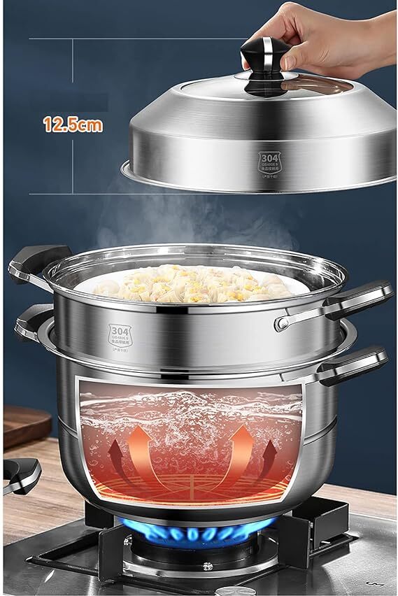 Steamer pot, Soup pot, Hot pot stainless steel(Size : 32cm)