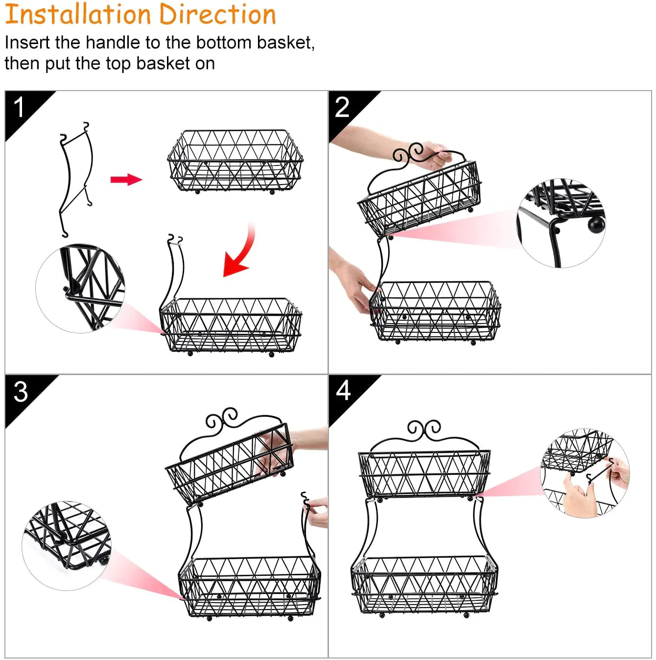 Regular Metal Fruit Basket, (2 Tier)