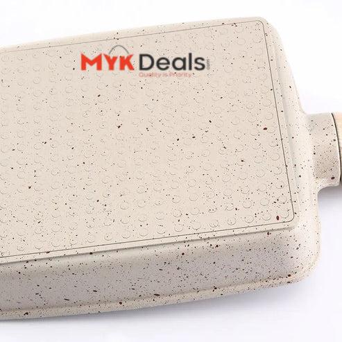 Square Ceramic Frying Pan, Durable Stone Frying Pan, Wooden Handle Square Frying Pan, Omelette Non Stick Fry Egg Kitchen Breakfast Maker, Square Thick Frying Tool, Anti Slip Tamagoyaki Pan, Square Egg Pan, Daily Cookware Gadget, Home Kitchen Items