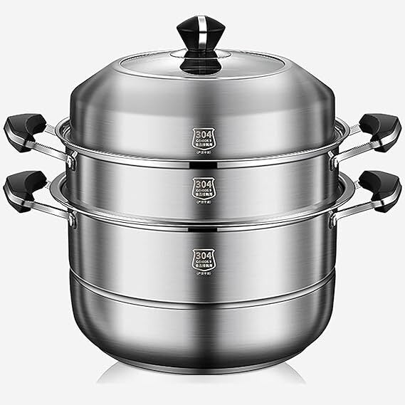 Steamer pot, Soup pot, Hot pot stainless steel(Size : 32cm)