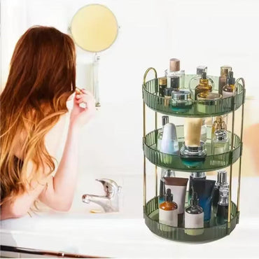 Luxury 360° Rotating Makeup Organizer, Transparent Cosmetics Storage Rack