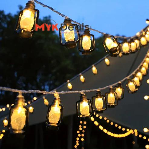Set Of 10 Lantern String Light, Led Decor Kerosene Oil Lamp Fairy Light, Battery Powered Lantern Fairy Garland Light, Barn Lanterns Battery Powered