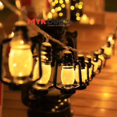 Set Of 10 Lantern String Light, Led Decor Kerosene Oil Lamp Fairy Light, Battery Powered Lantern Fairy Garland Light, Barn Lanterns Battery Powered