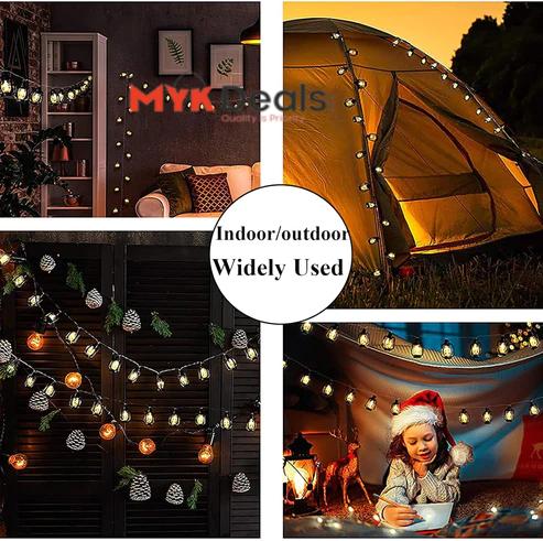 Set Of 10 Lantern String Light, Led Decor Kerosene Oil Lamp Fairy Light, Battery Powered Lantern Fairy Garland Light, Barn Lanterns Battery Powered