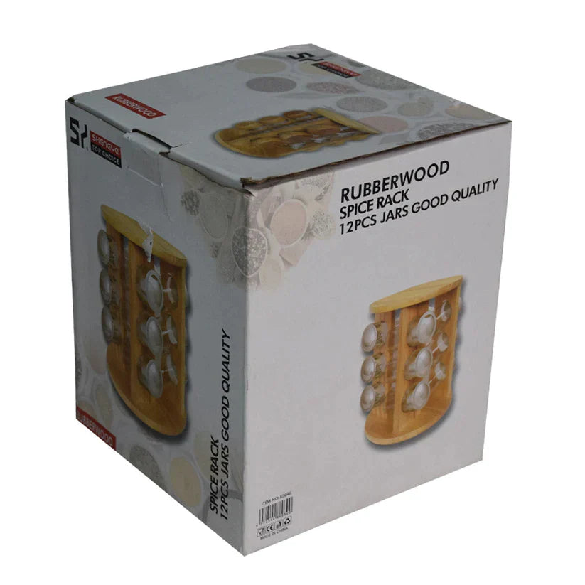 Wooden Revolving Masala Jar (12 Pieces)