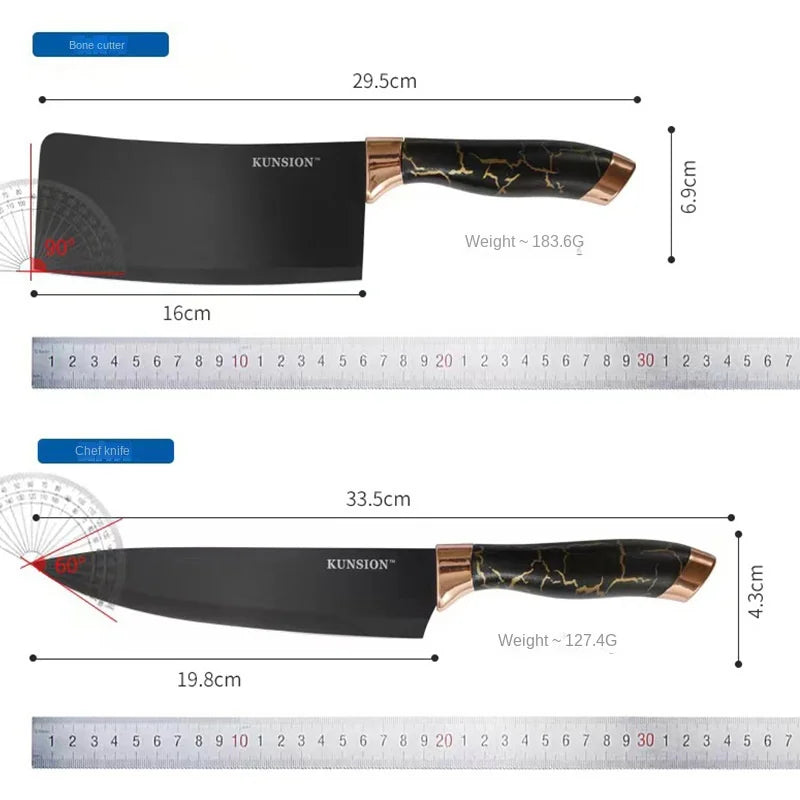 Textured Handle Knife Set with Acrylic Rotate Stand