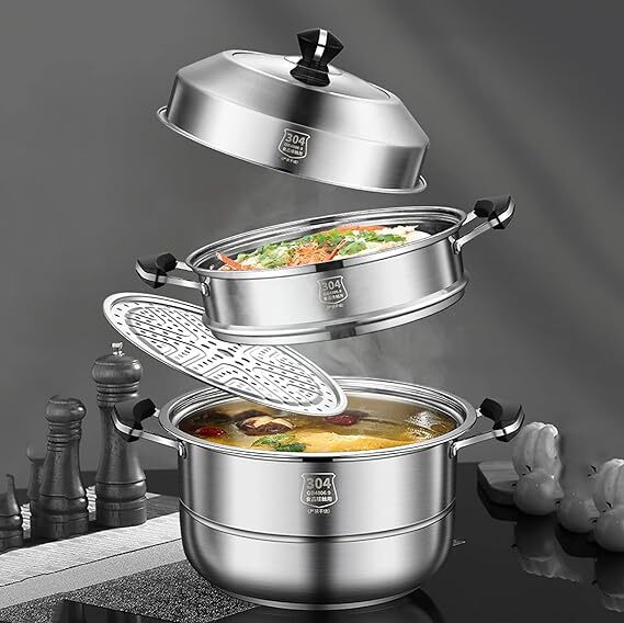 Steamer pot, Soup pot, Hot pot stainless steel(Size : 32cm)