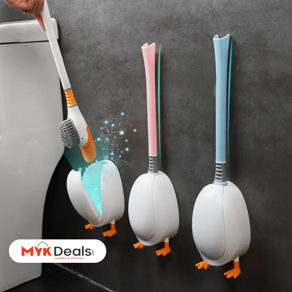 Diving Duck Toilet Brush, Wall Mounted Silicone Toilet Brush, Floor Standing Long Handle Bathroom Cleaning Brush, Dead Corner Toilet Brush, Household Wash Toilet Cleaning Accessories