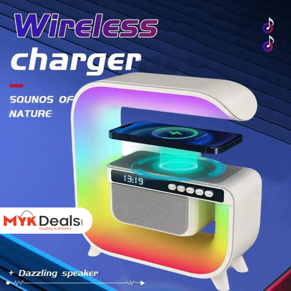 Square G Lamp, Multifunctional Bluetooth Speaker Alarm Clock, 15W Wireless Mobile Phone Charging Station Colorful Wireless Subwoofer RGB Light Lamp, New Smart Light LED Atmosphere Lamp, Sound Machine Smart Light
