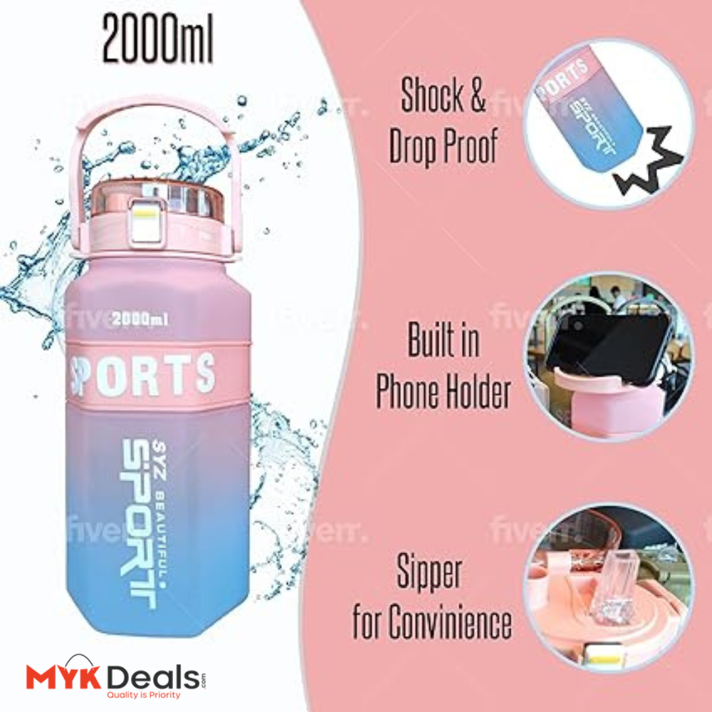 Set Of 3 Sport Water Bottle With Straw, Modernist Ombre Letter Graphic Drinking Bottle, Outdoor Gradient Drink Bottle, Large Capacity Water Dispenser Bottle