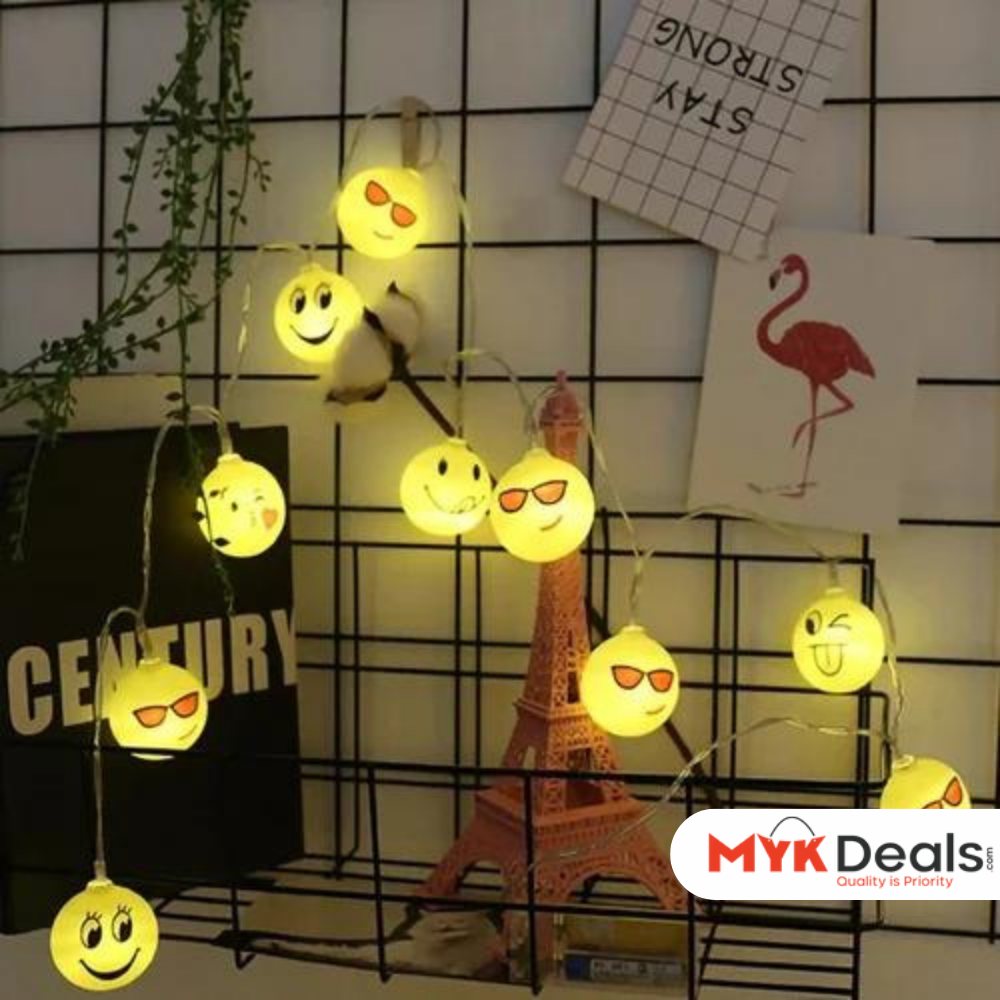 Set of 20 Emoji String Light, Smiley Face String Lights, Novelty String Light, Kids Decor Smiley Lights, Battery Operated Lighting Lamp, Garland Outdoor String Lights Home Decor Party Decoration String Lights, Emoji's Modeling String Lights