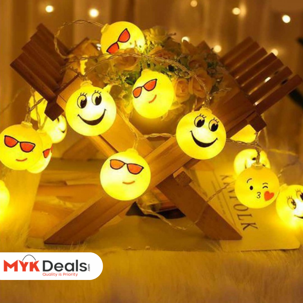Set of 20 Emoji String Light, Smiley Face String Lights, Novelty String Light, Kids Decor Smiley Lights, Battery Operated Lighting Lamp, Garland Outdoor String Lights Home Decor Party Decoration String Lights, Emoji's Modeling String Lights