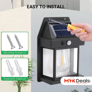 Solar Tungsten Filament Lamp, Waterproof Intelligent Induction Lantern, Wireless Dusk to Dawn Porch Light, Outdoor Wall Light with Motion Sensor, Courtyard Garden Villa Lighting Night Light, Sunlight Prowered Motion Sensor Lamp