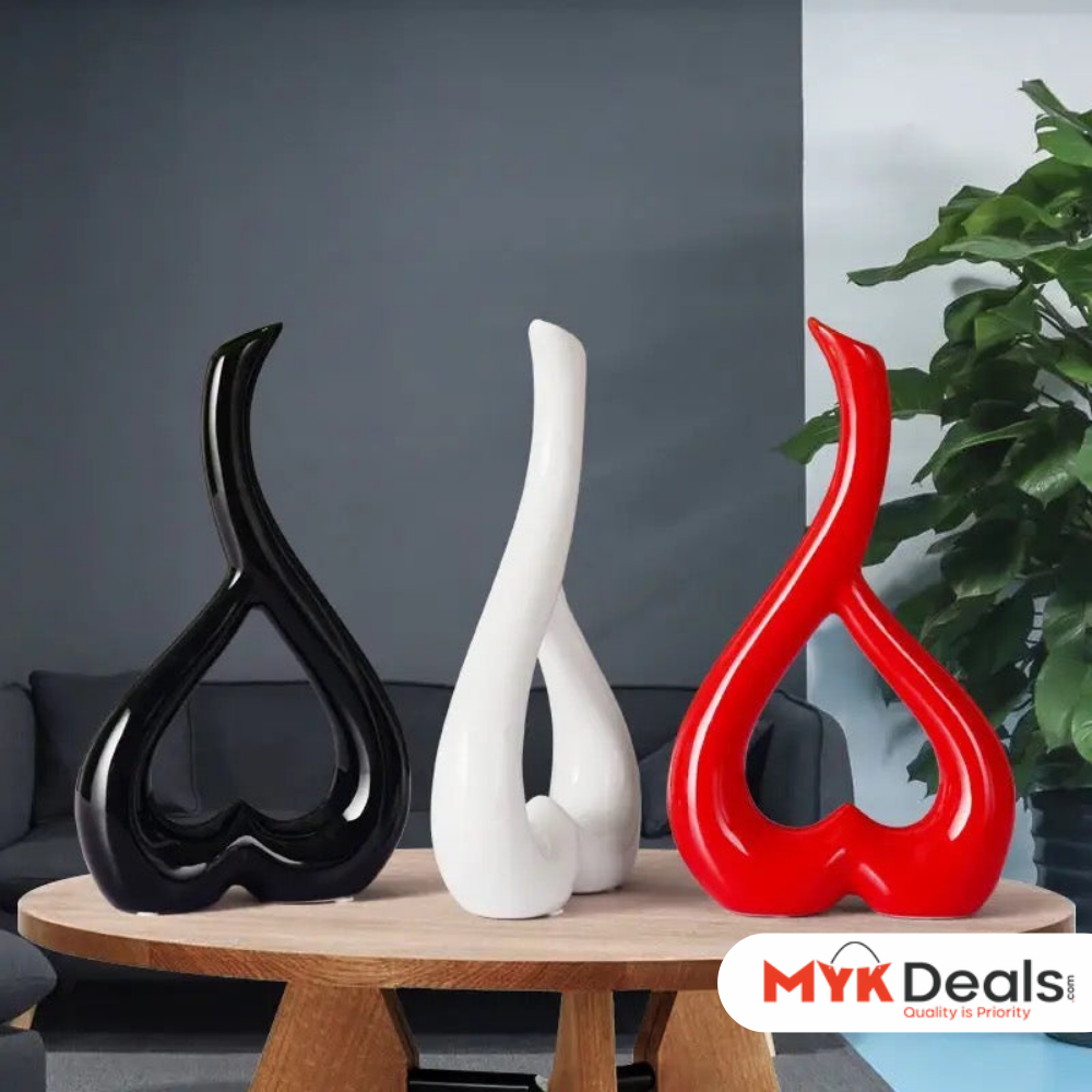 3D Heart Shape Flower Vase, Table Decor Flower Receptacle Ornament, Modern Minimalist Ceramic Vase, Office Desktop Living Room Interior Decoration, Floral Flower Arrangement Statues, Home Decoration Furnishing Pottery