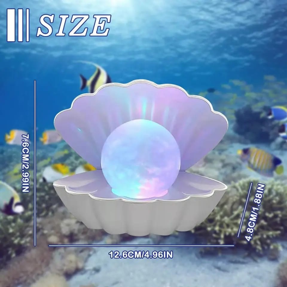 Mermaid Shell with Multi-color Changing Pearl Table Lamp