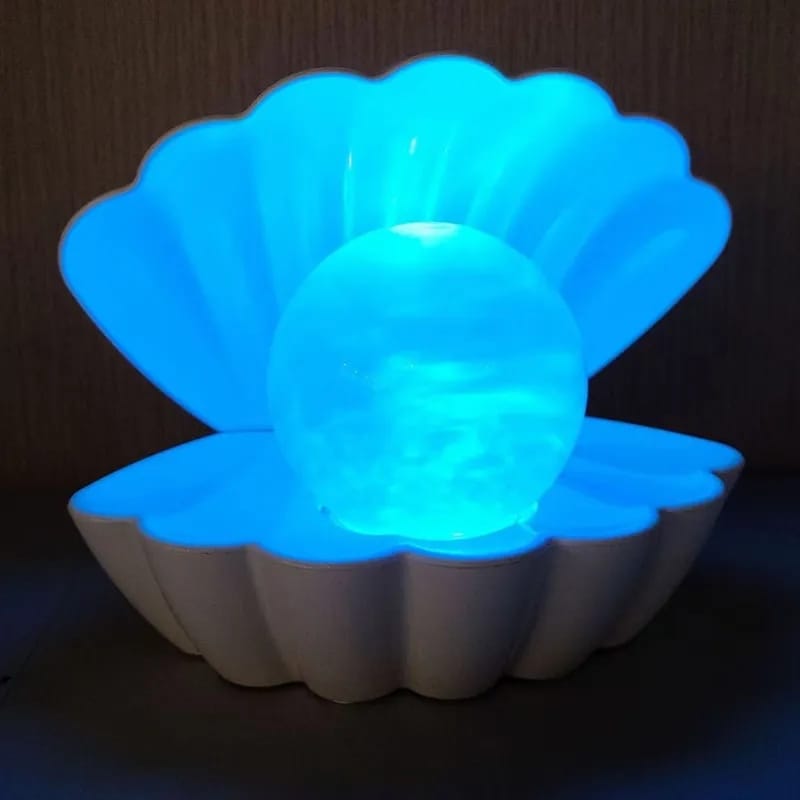 Mermaid Shell with Multi-color Changing Pearl Table Lamp