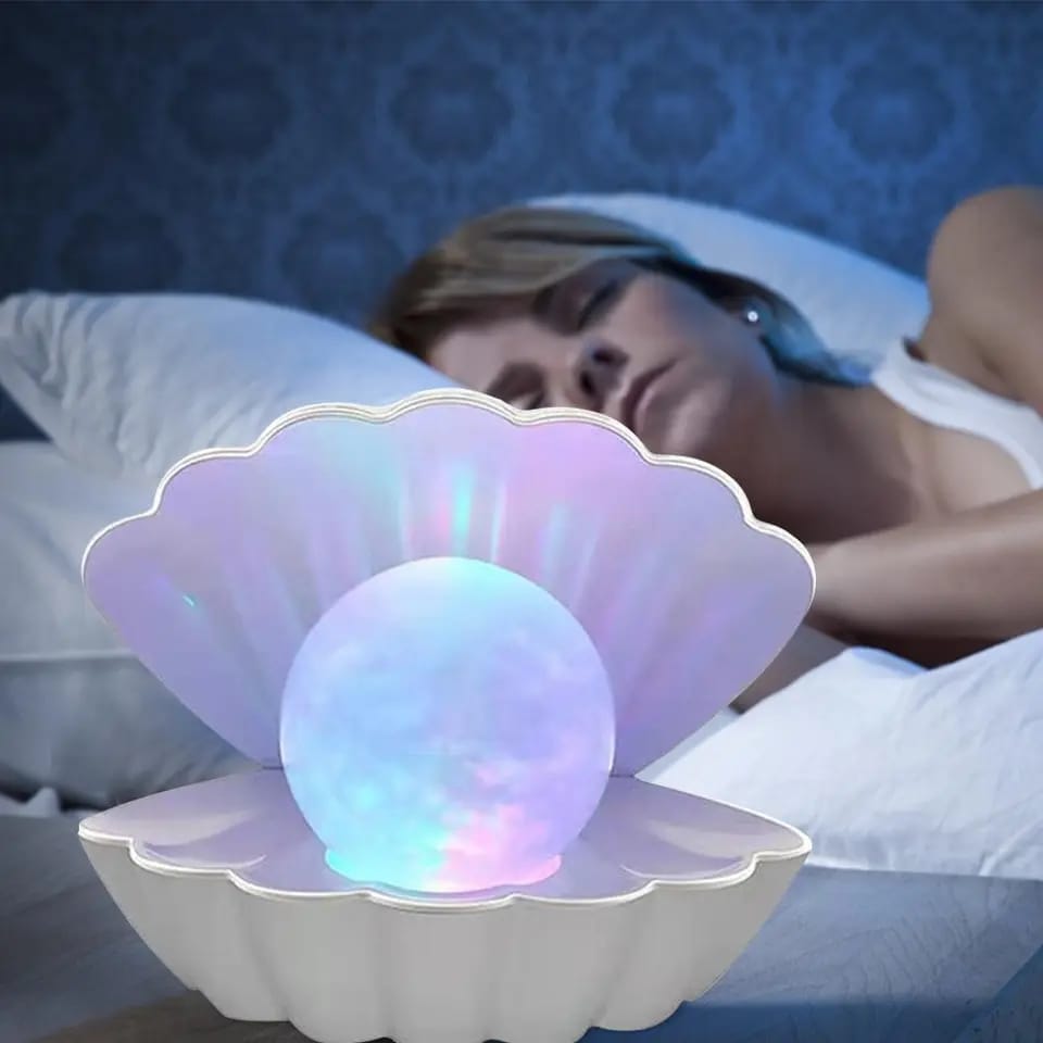 Mermaid Shell with Multi-color Changing Pearl Table Lamp