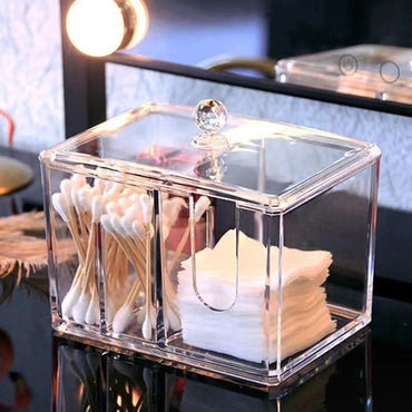 2 in 1 Acrylic Cotton Pod & Tissue Box - Elegant and Practical Storage Solution