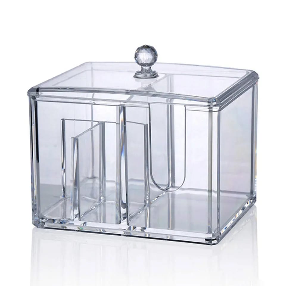 2 in 1 Acrylic Cotton Pod & Tissue Box - Elegant and Practical Storage Solution