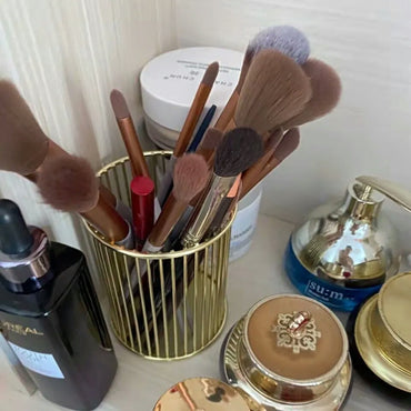 Nordic Iron Cylindrical Cosmetic Storage Box, Makeup Brushes Case