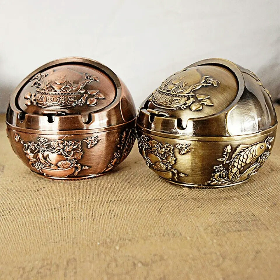 Ashtray Metal,Windproof with Lid,Ash Trays for Cigarettes