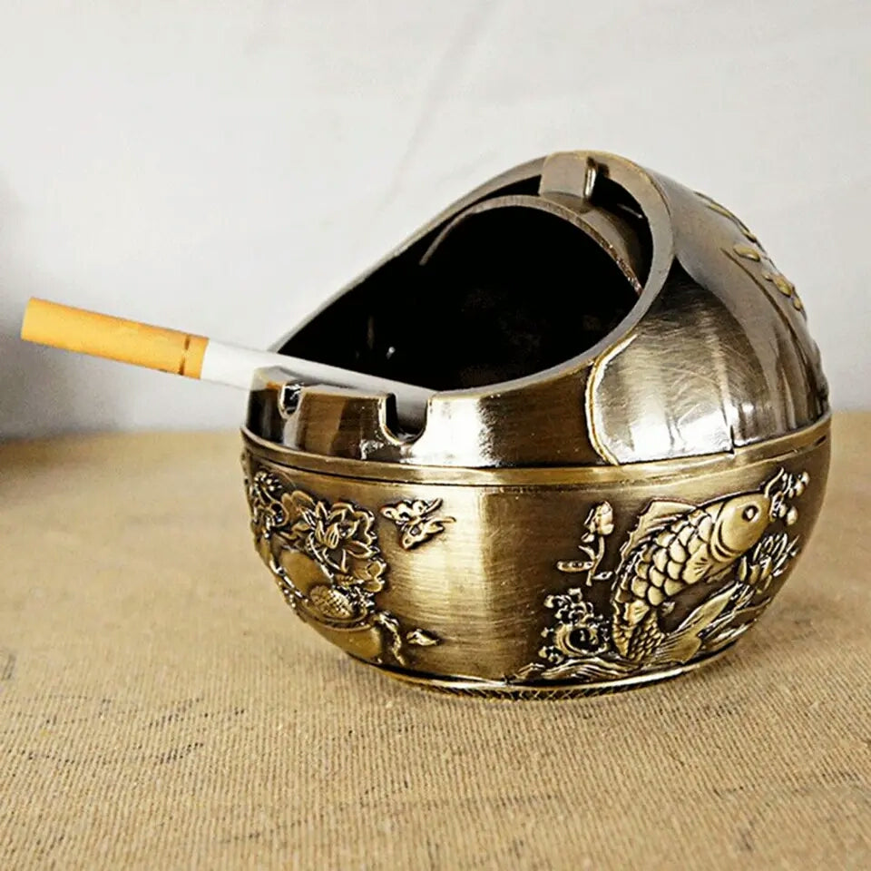 Ashtray Metal,Windproof with Lid,Ash Trays for Cigarettes