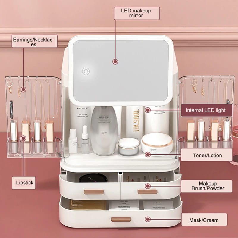 Classy Cosmetic Organizer With Led Mirror
