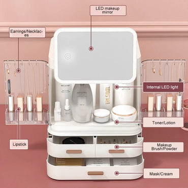Classy Cosmetic Organizer With Led Mirror
