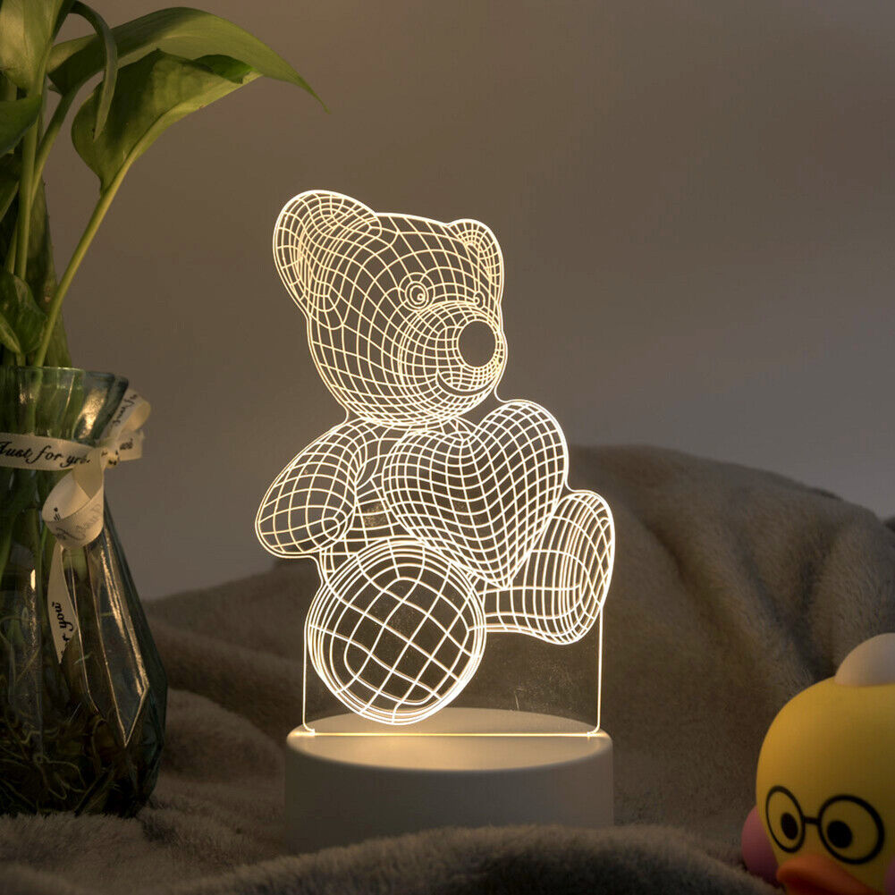3D Bear Night Lamp, Fancy Lighting Led Room Light, Cute Acrylic Led Lamp for Home, Cute Acrylic Desktop Table Lamp, Kids Decor Night Light